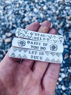 two silver bar magnets that say stay wild, daisy if you do let her buck