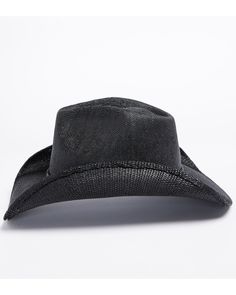 Adjustable Black Straw Hat Made Of Paper Straw, Black Country Straw Hat For Western-themed Events, Black Country Style Straw Hat For Western-themed Events, Black Paper Straw Hat With Curved Brim, Casual Black Paper Straw Hat, Adjustable Black Western Sun Hat, Western Black Panama Hat With Short Brim, Black Western Panama Hat With Short Brim, Black Western Sun Hat With Curved Brim