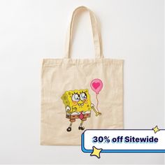 100% cotton reusable shopping carry bag with digital print on one side. Spongebob Shopping List Ghost, Cute Everyday Bags With Cartoon Print, Cheap Cartoon Print Bags, Spongebob Sprayground Backpack, Snoopy Tote Bag, Cotton Tote Bag, Carry Bag, Carry On Bag, Cotton Totes