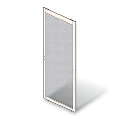 an open glass door on a white background