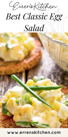 an egg salad on crackers with green onions and mayonnaise is the best classic egg salad