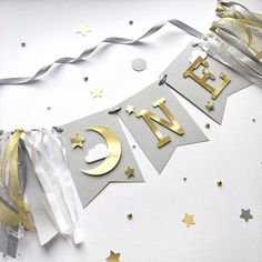 a silver and gold happy new year banner