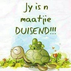 an image of a turtle with the words jys n maatiie dusend