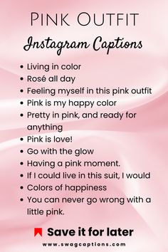 pink outfit instagram captions