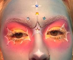 Funky Makeup Creative, Funky Makeup Looks, Colorful Face Makeup, Weird Makeup Looks, Maximalist Makeup, Sun Makeup, Quit My Job