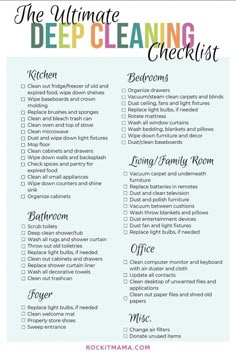 the ultimate cleaning checklist for every homeowner in their house and it's free printable