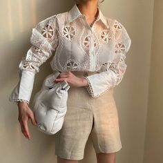 Size
Length
Bust
Sleeve
Shoulder


UNIT
CM
INCH
CM
INCH
CM
INCH
CM
INCH


Onesize
65
25.61
100
39.40
65
25.61
36
14.18



Note:
Measure error within 2-4cm is normal




 

Upgrade your closet this season with the Hollow Out Floral Embroidery See Through Long Sleeve Lace White Blouse. A true fashion gem this top beautifully combines sophistication with a hint of charm making sure you shine wherever you go.

Made from polyester this blouse not feels luxurious on your skin but also offers last Loose White Blouse, Shrug For Women, White Blouse Women, Floral Embroidered Shirt, White Blouse Top, Women White Blouse, White Lace Blouse, Loose Fit Shirts, White Long Sleeve Blouse