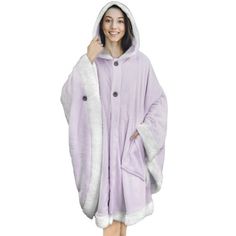 Angel Wrap Wearable Blanket Poncho with Hood, Pocket, Sherpa Trim for Women Pavilia Luxurious Angel Wrap wearable throw blanket with hood is constructed with 240 GSM of microfiber polyester that is extremely comfortable with a luxurious feel at the same time. Ideal to keep you cozy while lounging and watching tv, the blanket also comes with hood and pocket so you have full arm mobility while relaxing on your sofa/bed! ONE SIZE FITS ALL| Available in 5 Colors Grey, Wine, Navy, Sea Blue and Checke Shawl With Pockets, Poncho Blanket, Cape With Hood, Fleece Poncho, Coach Watch, Blanket Poncho, White Elephant Gifts Exchange, Cozy Wrap, Poncho Wrap