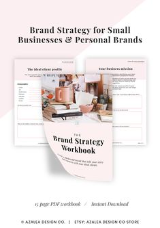 the brand strategy for small businesses and personal brands is shown in this brochure