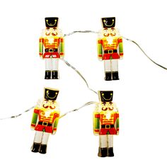 christmas lights with nutcrackers on white background