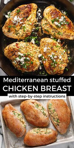 This cheesy stuffed chicken breast recipe is filled with your favorite Mediterranean flavors like sun-dried tomatoes, spinach, garlic, and feta cheese. It's super quick and easy to make but has an elevated flavor and presentation perfect for your next special dinner! Easy Stuffed Chicken Breast Recipes, Easy Stuffed Chicken, Easy Stuffed Chicken Breast, Stuffed Chicken Breast Recipes, 2024 Meals, Mosaic Kitchen, Chicken Corn Chowder, Greek Chicken Recipes, Night Recipes