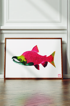 a colorful fish is shown on the wall