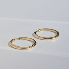 Simple, classic, well-made everyday hoops. Adds some polish and shine, with a nice clean line. Sale Items, Gold Rings, Pick Up, Wedding Rings, Yellow Gold, Engagement Rings, Yellow, Gold