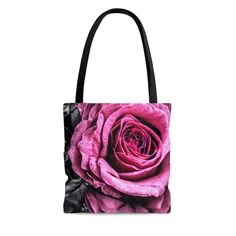 Tote Bag, Tote, Pink Rose Tote Bag, Pink Rose Tote, Pink Tote, Rose Tote, Flower Tote, Pink Tote Bag, Pink Flower Tote, Gifts Under 20 This beautiful, high-quality tote bag is available in three sizes. An all over print and durable, soft materials combine comfort with style at whether you're at the beach or out in town. Created from my artwork, 'Pink Rose.  *  100% Polyester -- Extremely strong and durable synthetic fabric that retains its shape and dries quickly *  Boxed corners *  Black inner stitching, transparent thread on hems. *  Black cotton handles with reinforced stitching *  Non-woven laminate inside, easy to clean  *  Small = 13" x 13", Medium = 16" x 16", Large = 18" x 18" Rose Tote Bag, Pink Tote Bag, Flower Tote, Pink Tote Bags, Pink Tote, Synthetic Fabric, Pink Flower, Pink Bag, Pink Rose