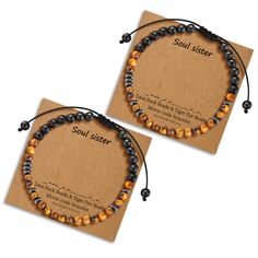 PRICES MAY VARY. 🎁【INSPIRATIONAL GIFT】: Inspirational Gifts "Soul sister" Morse Code Bracelets 2packs, Morse code is an alphabet or code representing letters, each character represented by a unique sequence, You can choose a secret message that only the two of you know, unique words you want to tell her/his, one for her and one for me. 🎁【PERFECT SIZE】: Morse code Bracelets sizes can be adjusted 6 inches-11 inches to fit for most of women and men wrists easily. 🎁【MATERIAL】: Made of waxed nylon Morse Code Bracelets, Code Bracelets, Morse Code, Unique Words, Tiger Eye Beads, Eye Beads, Bracelets For Women, Tell Her, Inspirational Gifts