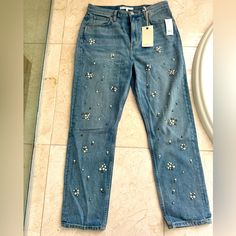 Beautiful Brand New Joie Jeans With Pearl And Hardware Details Straight Leg, Women Jeans, Brand New, Women Shopping, Blue, Color