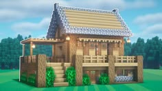 Simple Wooden House, Minecraft Wooden House, Mc House, Minecraft Houses Survival, Starter House, Easy Minecraft Houses, Minecraft House Tutorials