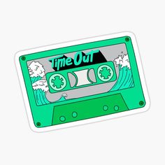 an old school cassette sticker with the words time out on it's side