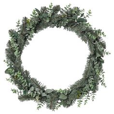 a wreath made out of green leaves and greenery