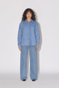 The Jean Shirt is a 9.8 oz 100% cotton denim shirt. Made in a relaxed fit, with antique copper snap buttons and a western yoke. Perfect your Canadian Tuxedo with our medium wash jeans. Canadian Tuxedo, Jean Shirt, Medium Wash Jeans, Washed Jeans, Wash Jeans, Antique Copper, Dress Accessories, Jean Shirts