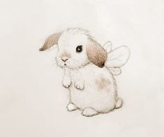 a drawing of a bunny rabbit sitting on its hind legs and looking at the camera