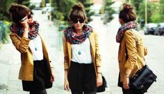 tips for europeanizing your wardrobe. perfect for study abroad in the fall! Mustard Blazer, Yellow And Turquoise, Seattle Fashion, Look Formal, Look Short, Dress Sweater, Tres Chic, Black Tights