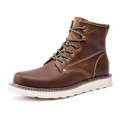 Category:Boots; Upper Materials:Leather; Lining Materials:Canvas; Gender:Men's; Toe Shape:Round Toe; Outsole Materials:Rubber; Closure Type:Lace-up; Function:Comfortable,Slip Resistant; Listing Date:08/19/2024; 2024 Trends:Work Boots Leather Moc Toe Lace-up Boots For Outdoor Work, Rugged Brown Work Boots With Laces, Masculine Brown Work Boots With Leather Sole, Brown Oiled Leather Lace-up Boots With Moc Toe, Rugged Brown Lace-up Boots With Reinforced Toe, Leather Work Boots, Men’s Boots, 2024 Trends, Mens Shoes Boots