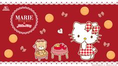 the hello kitty wallpaper is in red and white