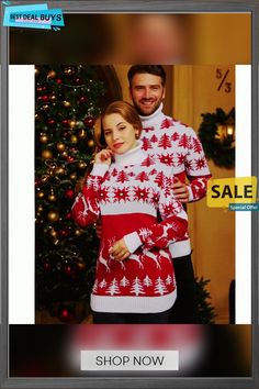 Polyester Innovative Classic Turtleneck Christmas Couple Top Red Holiday Party Sweater, Red Christmas Party Sweater, Cute Christmas Pattern, Classic Turtleneck, Couples Sweaters, Christmas Couple, Christmas Women, Christmas Pattern, Top Pattern