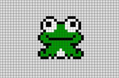 a green frog pixellated in squares on a gray background