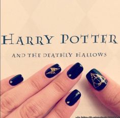 Simple Harry Potter Nails Ravenclaw, Harry Potter Nails Designs Ravenclaw, Deathly Hallows Nails, Harry Potter Nails Designs Simple, Harry Potter Gel Nails, Simple Harry Potter Nails, Dealthy Hallows, Harry Potter Nails Designs, Potter Nails