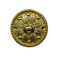 an antique brass door knob on a white background