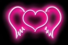 size: 18x12in Art Print: Neon Heart Wings PB by Hailey Carr : Pink Neon Wallpaper, Neon Hearts, Numbers Words, Neon Heart, Heart Wings, Lip Wallpaper, Love Heart Images, Heart With Wings, Heart Wallpaper