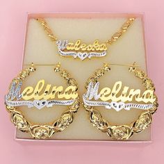 silviax Queen Jewelry, Necklace Name, Name Earrings, Bamboo Earrings, Gold Rings Fashion, Nameplate Necklace, Dope Jewelry