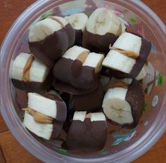 chocolate covered banana slices on top of each other