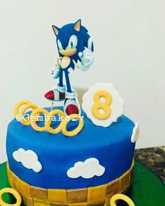 a sonic the hedgehog themed birthday cake