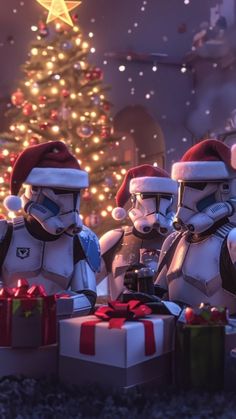 star wars christmas scene with stormtroopers and gifts