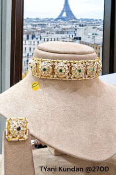 Premium Sabyasachi & Tyaani Inspired silver foil Kundan with emerald green beads Adjustable Choker Necklace Set (With earrings) Embrace the splendor of traditional Indian craftsmanship with our Regal Uncut Polki Choker Necklace. This exquisite piece is meticulously designed for brides who wish to stand out with timeless elegance on their wedding day. Featuring uncut polki diamonds set in a luxurious gold plated base, this choker represents the pinnacle of artisan jewelry making. The necklace is adorned with intricate designs that reflect the rich cultural heritage of Indian jewelry artistry, making it not only a stunning accessory but also a piece of wearable art. Perfect for weddings, engagements, and other significant celebrations, this choker pairs beautifully with both traditional and Luxury Kundan Choker Necklace, Luxury Kundan Jewelry Sets Choker, Luxury Kundan Jeweled Jewelry Sets, Luxury Kundan Jewelry Sets, Luxury Kundan Choker With Intricate Design, Luxury Silver Kundan Necklace With Intricate Design, Luxury Kundan Bridal Necklace, Luxury Kundan Necklace With Intricate Design For Wedding, Luxury Kundan Necklace With Emerald And Intricate Design