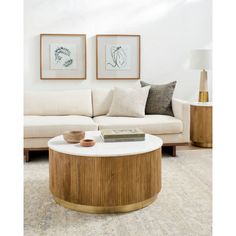 Surya Nems Modern Marble Top & Mango Wood With Brass Base Round Coffee Table NMS-001 Home Goods Furniture, Round Coffee Table Modern, Round Wood Coffee Table, Home Coffee Tables, Wood And Marble, Coffee Table White, Coffee Table Wayfair, Modern Coffee Table, Modern Forms