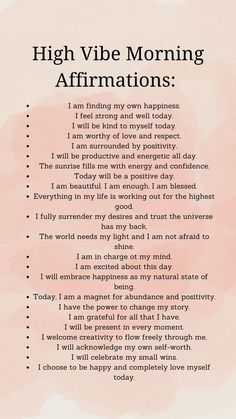 #glowuptips #beautyhacks #skincare #selfcare #transformation #glowupchallenge #makeupgoals #healthyhabits #selflove #confidenceboost Daily Affirmations For Manifestation, High Vibe Affirmation, Morning Affirmations Self Worth, Good Mood Affirmations, Affirmation For Morning, Good Vibes Affirmations, Beautiful Affirmations Quotes, Affirmations Positive Law Of Attraction Before Bed, Early Morning Affirmations