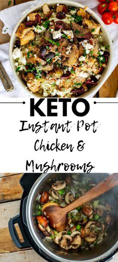 keto instant pot chicken and mushrooms in a pan