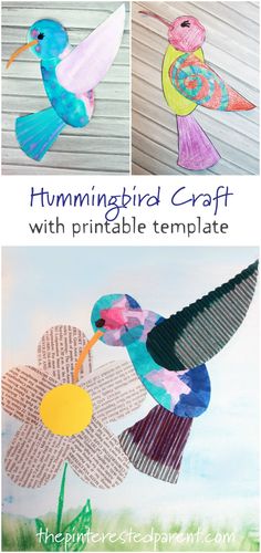 the hummingbird craft with printable template