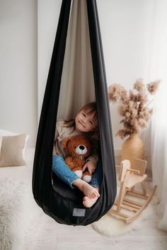 Happy swinging! The spacious, comfortable and stylish cocoon swing is designed not only for kids, but also adults. Indoor cotton fabric swing is wonderful to have some fun, to have some chill time or to have a beautiful Scandinavian style home decor. Ideal as a interior detail in your house our Scandinavian Playroom, Hammock Chair Indoor, Kids Hanging Chair, Bedroom Swing, Room Swing, Indoor Hammock Chair, Sensory Swing, Kids Loft, Boys Playroom