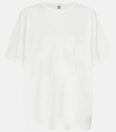 Oversized Cotton Jersey T Shirt in White - Toteme | Mytheresa Basic Oversized T-shirt With Shirttail Hem, Back To Basics, Jersey T Shirt, T-shirt, T Shirt, White