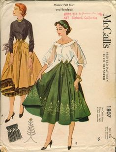 Felt Skirt, Pattern Illustrations, Outfits Vintage, Mccalls Sewing Patterns, Retro Mode, Fashion Sewing Pattern, Old Fashion