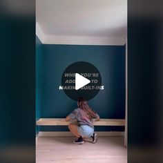 a woman kneeling down in front of a blue wall with the words when you're able to make adjustments