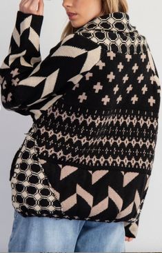 This ethnic printed knit sweater pullover cardigan is the perfect addition to your wardrobe. Stay warm and stylish with its unique design and comfortable fit. Perfect for any occasion, this cardigan will make you stand out in the best way possible. Elevate your fall wardrobe with our Ethnic Printed Knit Sweater Pullover Cardigan! This unique design cardigan will add a touch of personality to your look while keeping you cozy in the chilly weather. Embrace the fall vibes with this must-have piece. Cozy Jacquard Knit Sweater For Layering, Fair Isle Patterned Sweater For Fall, Fall Fair Isle Pattern Sweater, Fall Fair Isle Patterned Sweater, Bohemian Jacquard Knit Sweater, Bohemian Long Sleeve Jacquard Knit Sweater, Bohemian Jacquard Knit Winter Sweater, Fair Isle Long Sleeve Sweater For Layering, Bohemian Crew Neck Knit Cardigan