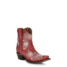 Circle G Women's Embroidered Cowhide Western Boot, Snip Toe, Red Story Clothes, Red Cowboy Boots, Corral Boots, Red Boots, Tractor Supply, Cowboy Boots Women, Western Boot, Low Block Heels, Western Cowboy Boots