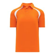 an orange and white polo shirt