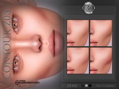 an animated image of a woman's face with four different angles to show her skin